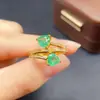 Anillo de Esmeralda Natural al por Mayor de Fábrica Plata S925 Incrustado con Piedra Principal 6*6 Joyería de Lujo Venta Directa de Fábrica Piedra Preciosa