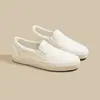 Zapatos Planos de Cuero Blanco sin Cordones para Mujer 2026, Versátiles, Ligeros, Estilo Coreano, Zapatos Casuales Perezosos para Estudiantes