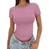 2026 Transfronterizo Casual Verano Versátil Ajustado Cuello Alto Camiseta Manga Corta Corte Delgado Chica Caliente Estilo Europeo y Americano Top