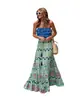 Saia Feminina de Outono 2026 Estilo Étnico Retro Europeu e Americano Padrão Irregular Franzido Patchwork para Viagem Cintura Alta