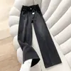 Jeans Americano de Cintura Alta Wide Leg para Mulheres 2026 Novo Primavera/Outono Solto Emagrecedor Caimento Fluido Calças Retas