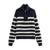 Comercio Exterior Transfronterizo Otoño e Invierno 2025 Estilo Europeo y Americano Moda Ropa de Mujer Jersey de Punto Versátil de Manga Larga a Rayas para Mujer