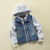 Chaqueta vaquera con capucha para niños de primavera y otoño, nueva chaqueta vaquera para niños de Europa y América.