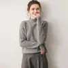 Novo Suéter de Gola Alta Tricotado 100% Caxemira Pura Feminino Moda Outono e Inverno Slimming Look Cor Sólida Peça Básica Estilo Versátil
