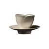 Taza de Té Cerámica Forma de Pétalo con Esmalte de Ceniza Monocromática, con Posavasos, para Uso Doméstico, Taza Simple para Degustación de Té, Taza para Invitados, Juego de Té Kung Fu