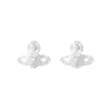Pendientes de botón de Plata de Ley 925 con Saturno Incrustado de Diamantes para Mujer Moda Simple Lujo Ligero Gama Alta Exquisitos Estilo Básico Pendiente 0387A