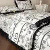 Juego de cuatro piezas de colcha de algodón lavado vintage estilo ins, colcha de verano de gasa de doble capa de algodón puro, colcha de aire acondicionado estilo princesa