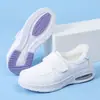 Zapatos de Enfermera de Invierno para Mujer, Verano Cuero Genuino Suela Gruesa Suela Suave Transpirables Trabajo Profesional Médico Zapatos Blancos con Amortiguación de Aire, Zapatos Negros