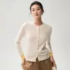 Colección de otoño e invierno: Cárdigan de punto de cachemira color block estilo francés para mujer, con corte holgado, efecto adelgazante, cuello redondo y mangas color block.