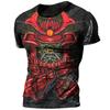 Camiseta Samurai Japonês Masculina Estilo Japonês Estampada Manga Curta Top Casual Retrô Camiseta Oversized Retrô Roupa Masculina