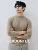 Camiseta Base Térmica Gruesa de Manga Larga para Hombre, Mezcla de Lana de Oveja Natural, Cuello Alto, Forro Polar, para Otoño e Invierno