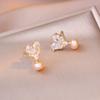 Pendientes de mujer vintage con perlas naturales de agua dulce, estilo Ins, pendientes de amor, moda, dulces, originales, diarios, pendientes de corazón