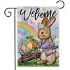 Bandera de Jardín Caliente de Pascua Transfronteriza Huevo Conejo Estacional Decorativa para Exterior Lino Doble Cara