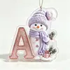 Nuevos Adornos Navideños de Muñeco de Nieve Morado Transfronterizos con 26 Letras Inglesas, Acrílico Plano para Colgar en Casa o Coche