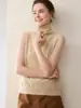 Chaleco de Punto sin Mangas de Cachemira de Lujo Ligero de Cuello Alto para Mujer, Capa Base Interior de Cuello Alto, Chal Cálido de Otoño Invierno