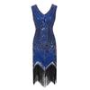 Vestido de lantejoulas retrô de 1920 com frente e costas, decote em V profundo, vestido de borla da moda, vestido de noite com explosão transfronteiriça