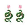 Brincos Pingente Flor Pequena Cobra Fofos de Liga Europeus e Americanos com Personalidade e Temperamento Envolvidos com Diamantes Brilhantes Brincos de Cobra para Mulheres