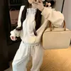 Conjunto casual de otoño holgado con cordón y manga larga para mujer, sudadera y pantalones casuales relajados de cintura alta que adelgazan, conjunto de dos piezas