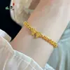 Pulsera de Lazo de Cuentas Elásticas Doble Capa Dorada Antigua Brillante Estilo Little Red Book para Mujer, la Pulsera de la Princesa Fugitiva