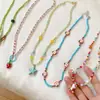 Vacaciones en la Playa Naranja Dopamina Estrella de Mar Collar de Cuentas de Colores Cadena de Cuello de Alta Gama para Mujer Cadena para Clavícula Accesorios de Verano