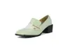 Sapatos de Moda Feminino Origin Feminino Manga de PU Sapatos Europeus e Americanos Cabeça de Sapato Feminino Fornecimento Salto Alto Salto Médio Branco