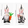Amazon nueva decoración de Pascua muñeco sin rostro cuadros blanco y negro conejo de peluche sosteniendo rábano pareja adornos de gnomo