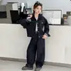 Traje de Mezclilla para Niñas Primavera 2026 Nueva Moda Otoño-Primavera Estilo Coreano Conjunto de Dos Piezas para Niñas Mayores