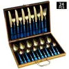 Cubiertos de Acero Inoxidable Transfronterizo de Amazon Cuchillo y Tenedor 1010 Cuchillo, Tenedor y Cuchara de Estilo Occidental Juego de 24 Piezas Cuchillo y Tenedor para Carne Caja de Regalo