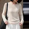 Suéter de malha simples com gola redonda novo estilo camada base para o dia a dia outono solto manga longa feminino feminino roupa de outono linho tencel transfronteiriço 2026