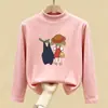 Roupa de baixo infantil com forro de fleece para outono e inverno 2026, novo estilo, blusa infantil de gola alta curta, camiseta de manga comprida para usar em camadas no outono e inverno