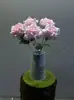 Tallo Individual de Rosa Artificial Borgoña Blanco Rosa Flor Falsa