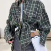 Amazon Transfronterizo Otoño 2025 Estilo Retro Versátil Cuello Solapa Holgada Camisa Cuadros Manga Larga Bolsillo Camisa para Mujer