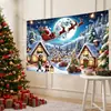 Tecido de Fundo de Natal Mais Vendido Transfronteiriço Tema Árvore de Natal Boneco de Neve Presentes Cenário de Fotografia Decoração de Cena de Festa