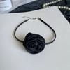 Colar de rosas doce e legal, vintage, flor preta, clavícula, corrente, super fada, nicho francês, corrente de pescoço com cadarço na moda