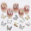 Nueva joyería de uñas con mariposas rojas de Internet, accesorios de decoración de uñas con mariposas huecas tridimensionales de lujo con diamantes, venta al por mayor