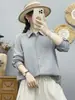 Camisa feminina de algodão com mangas compridas e camada dupla, qualidade de exportação, macia e amiga da pele, simples e versátil, corte solto