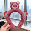 Diadema de Cabeza de Oso Fresa Linda Niña Nueva Celebridad de Internet Conejo Antideslizante Recogedor de Cabello Diadema para Bebés Niños Accesorios para el Cabello