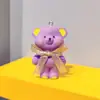 Llavero de resina de dibujos animados de conejo morado oso morado, creativo para pareja, colgante de mochila escolar, bolsa, femenino, exquisito, conejo blanco, oso blanco, regalo