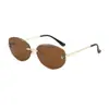 Gafas de Sol Retro sin Marco para Mujer, Gafas de Alta Gama con Forma Ovalada, Vacaciones en la Playa, Anti-UV, Tendencia de Gafas de Moda