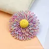Broche de rafia tejida a mano de tres capas con diseño de girasol para mujer, estilo bohemio festivo, accesorios para pendientes al por mayor