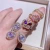 Anillo de perla de circón ligero de lujo de alta gama, apertura parcial, anillo de dedo simple retro de moda, pulsera de diamantes que combina con todo.