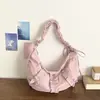 2026 Verano Nuevo Estilo Encaje Simple Cordón Pliegues de Cuerno Dulce Estilo Coreano Simple de Alta Apariencia Bolso Cruzado