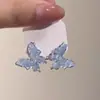Brincos Borboleta de Cristal Estilo Coreano Tendência 2026, Brincos de Temperamento de Luxo Leve Nicho, Brincos Exquisitos de Verão para Mulheres