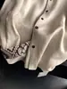 Camisa de linho com estampa de castanha no estilo Old Money, blusa masculina de manga comprida para primavera e outono, retrô e moderna, modelagem solta, jaqueta-camisa de alta qualidade