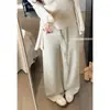 Preço Real! Foto Real! Tecido Composto de Cashmere Sintético para Moletom Calças de Perna Larga Cordão Cadarço Casual Soltas com Caimento Calças Femininas