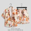 Camisa estilo havaiano masculina ins verão solta manga curta conjunto de shorts moderno bonito praia floral roupas de casal