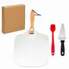 Pala Plegable de Aluminio para Pizza Transfronteriza de Amazon con Mango de Madera Set de Herramientas para Pizza de Horno de Cocina Venta al por Mayor con Impresión de Logo