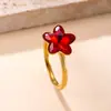 Anillo de Acero Inoxidable Soldado de Marca Estrella de Cinco Puntas con Circonita Anillo de Moda Lujo Ligero Acero de Titanio Joyería Fabricante Venta Directa