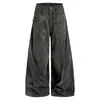 Pantalones de trabajo de retazos lavados deconstruidos estilo retro americano para hombre y mujer, nuevo estilo de otoño, pantalones casuales holgados de pierna ancha, largos hasta el suelo, de moda