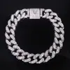 Joyería de Aleación 12mm Letras Inglesas Flip Cadena Completamente de Diamante Hiphop Rap Europeo y Americano Hip-Hop Collar Venta al por Mayor